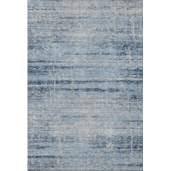 Sky Blue And Gray Abstract Washable Area Rug With UV Protection Photo 4