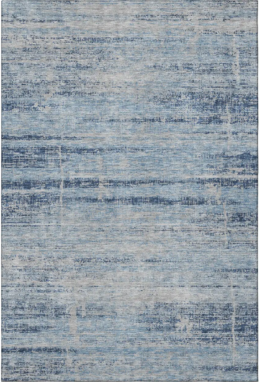 Sky Blue And Gray Abstract Washable Area Rug With UV Protection Photo 4