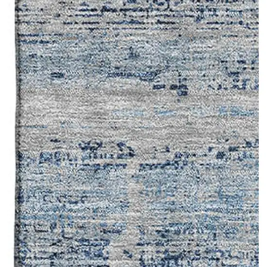 Sky Blue And Gray Abstract Washable Area Rug With UV Protection Photo 3