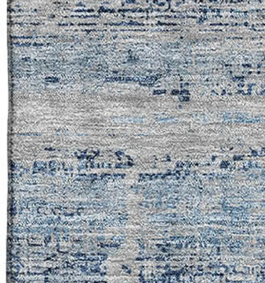 Sky Blue And Gray Abstract Washable Area Rug With UV Protection Photo 3