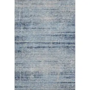 Photo of Sky Blue And Gray Abstract Washable Area Rug With UV Protection