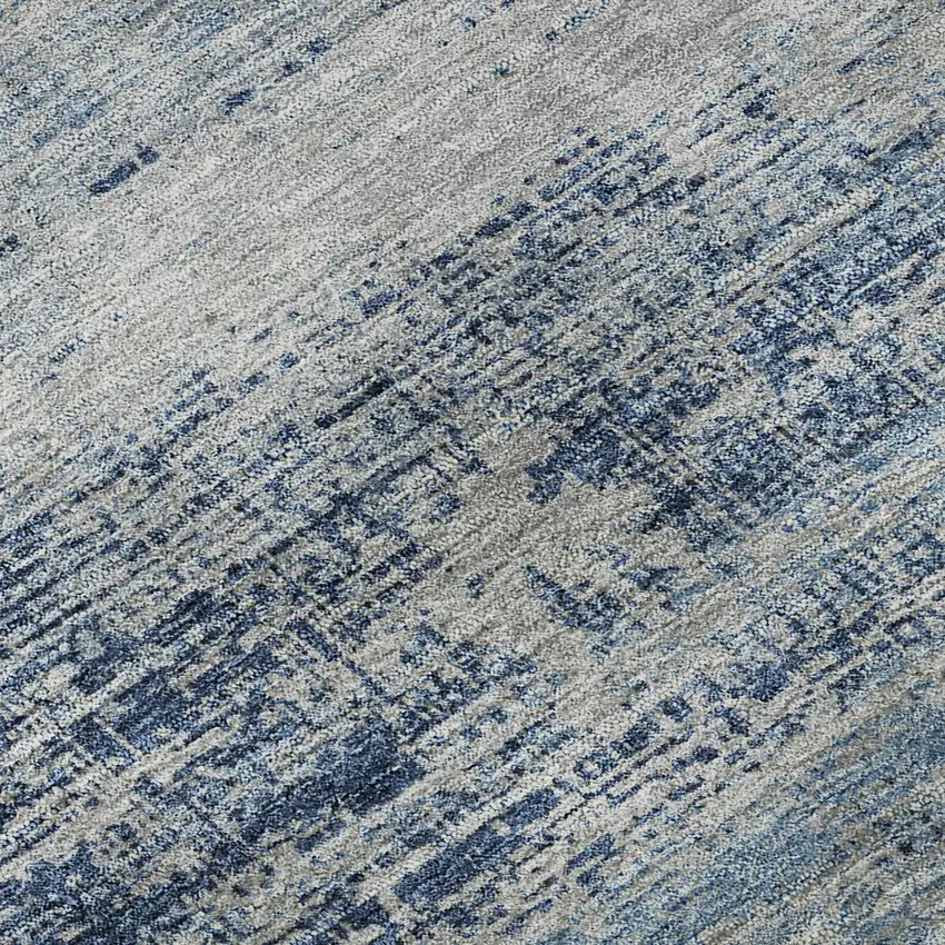 Sky Blue And Gray Abstract Washable Area Rug With UV Protection Photo 9
