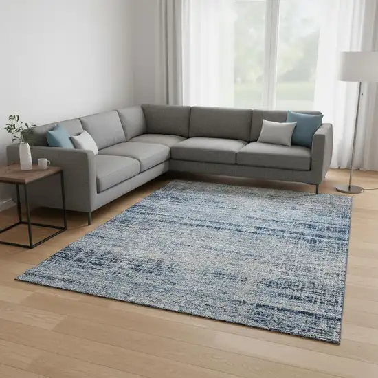 Sky Blue And Gray Abstract Washable Area Rug With UV Protection Photo 2