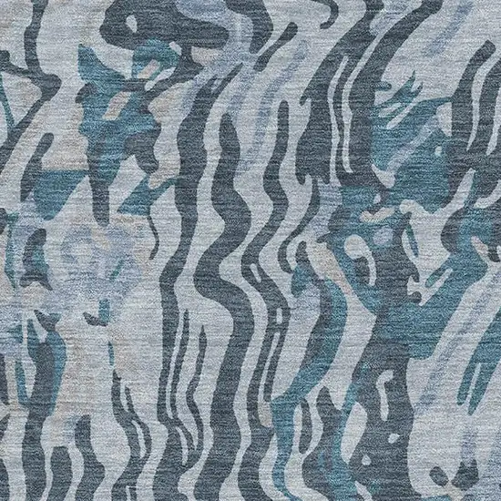Sky Blue And Gray Abstract Washable Area Rug With UV Protection Photo 2