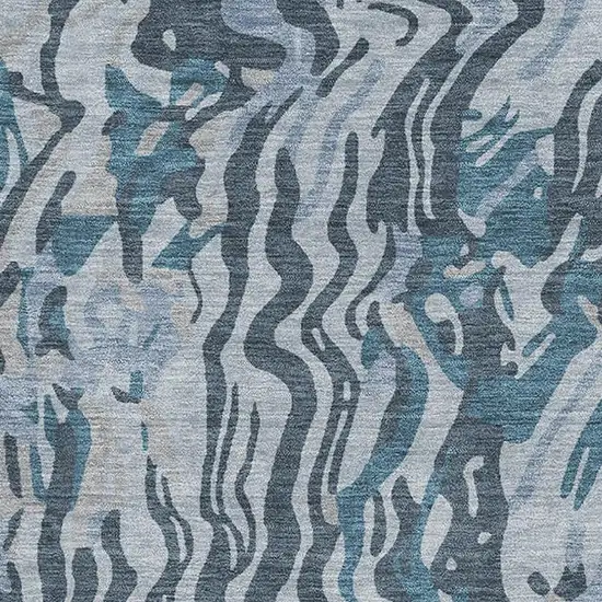 Sky Blue And Gray Abstract Washable Area Rug With UV Protection Photo 2