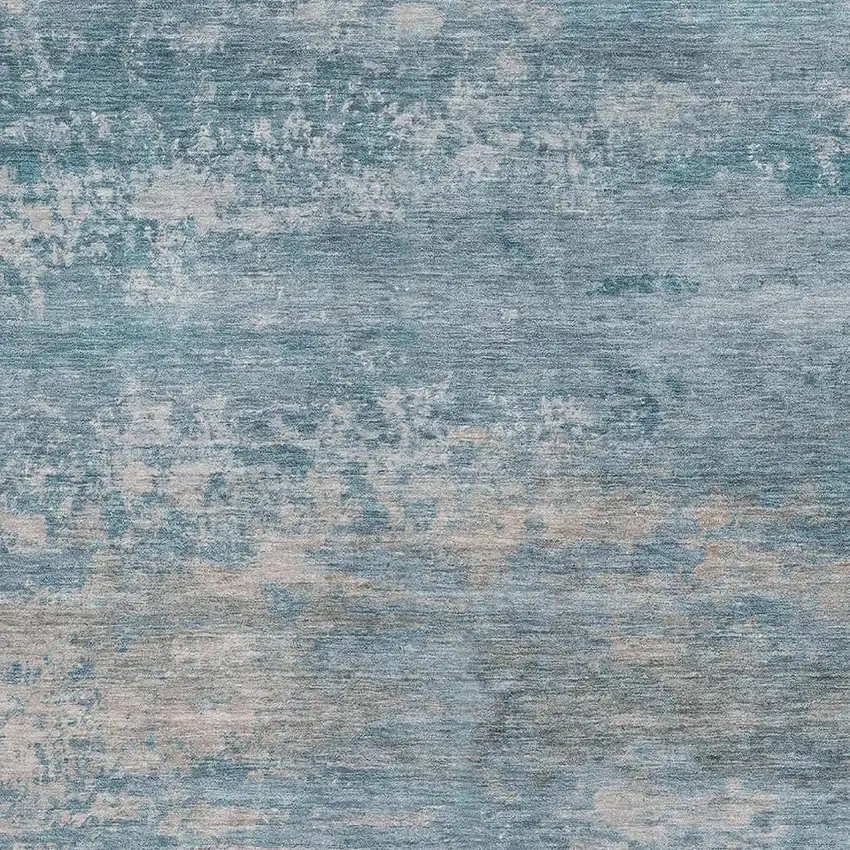 Sky Blue And Gray Abstract Washable Area Rug With UV Protection Photo 3