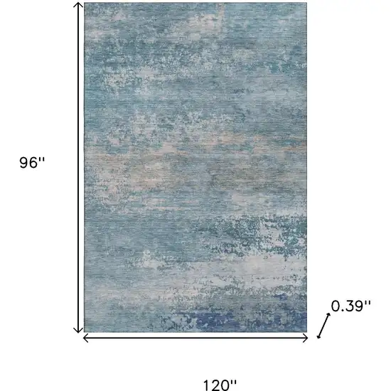 Sky Blue And Gray Abstract Washable Area Rug With UV Protection Photo 9