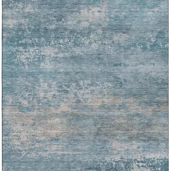 Sky Blue And Gray Abstract Washable Area Rug With UV Protection Photo 3