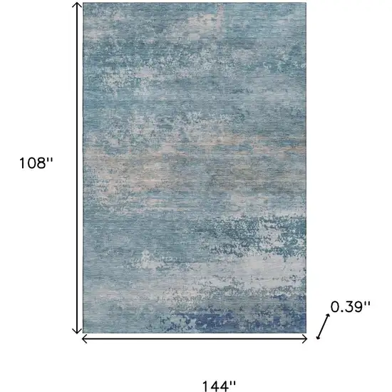 Sky Blue And Gray Abstract Washable Area Rug With UV Protection Photo 9