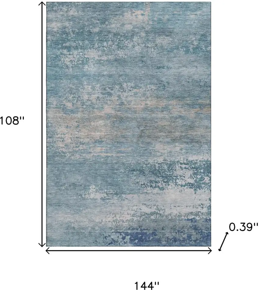 Sky Blue And Gray Abstract Washable Area Rug With UV Protection Photo 9
