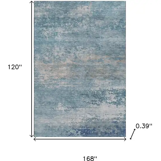 Sky Blue And Gray Abstract Washable Area Rug With UV Protection Photo 9