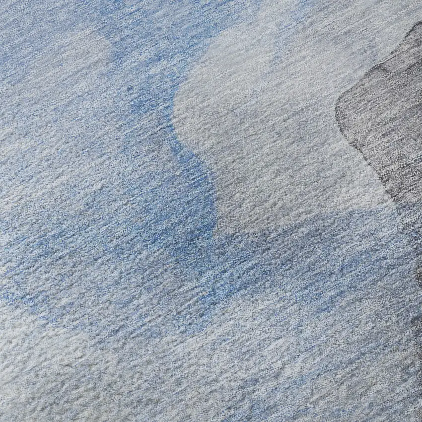 Sky Blue And Gray Abstract Washable Area Rug With UV Protection Photo 8