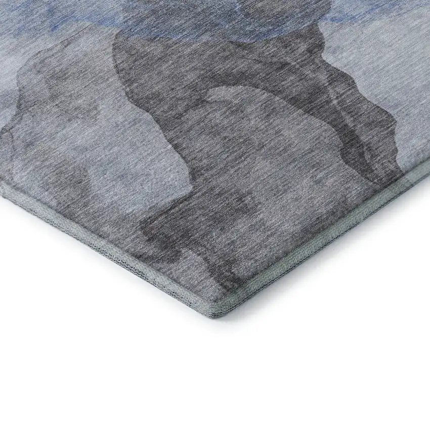 Sky Blue And Gray Abstract Washable Area Rug With UV Protection Photo 7