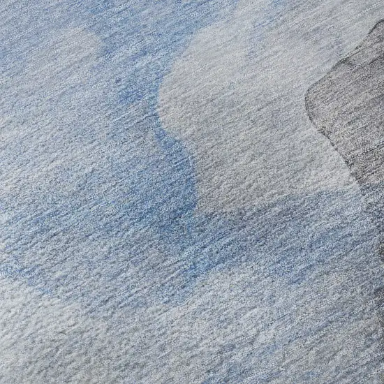 Sky Blue And Gray Abstract Washable Area Rug With UV Protection Photo 8