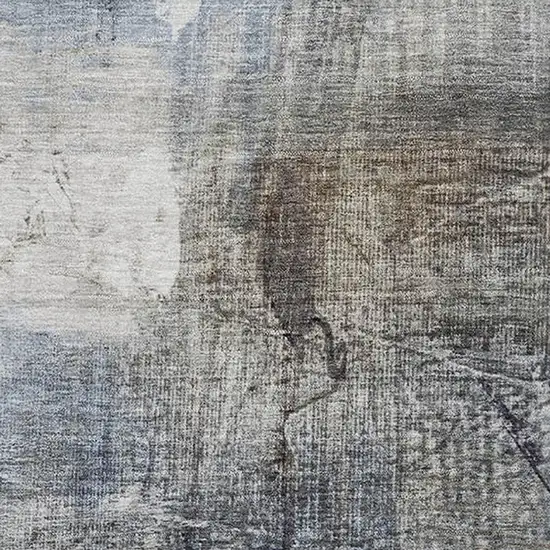 Sky Blue And Gray Abstract Washable Area Rug With UV Protection Photo 3