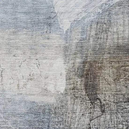 Sky Blue And Gray Abstract Washable Area Rug With UV Protection Photo 3