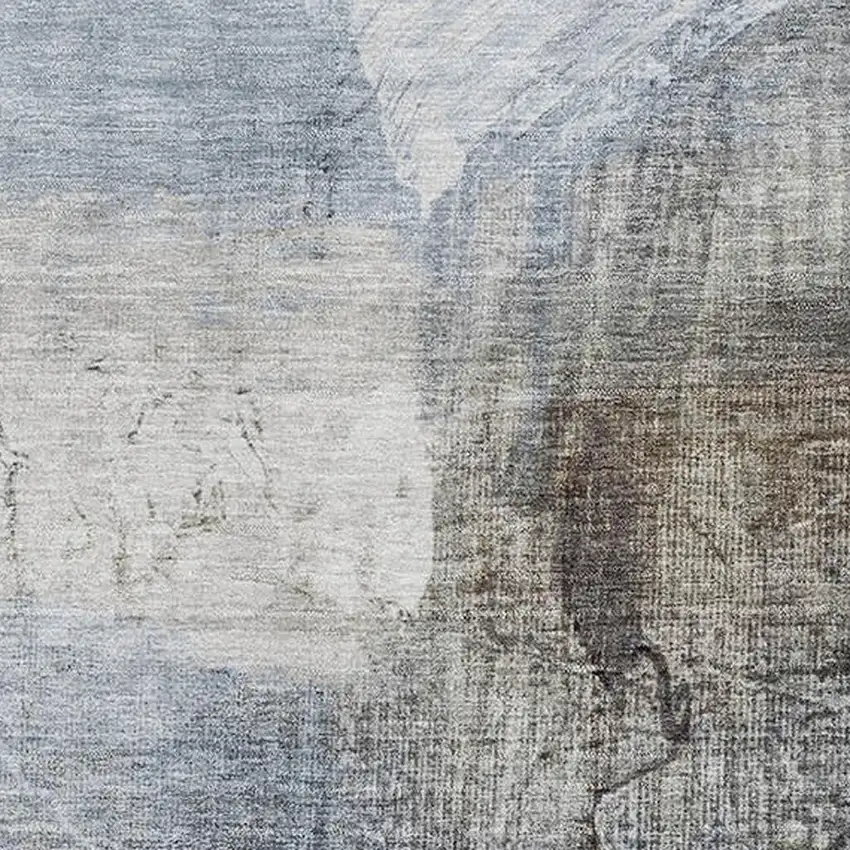 Sky Blue And Gray Abstract Washable Area Rug With UV Protection Photo 3