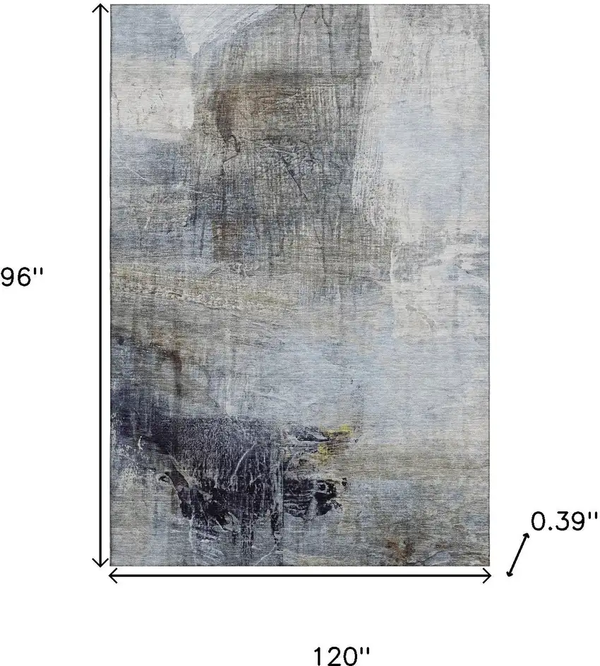 Sky Blue And Gray Abstract Washable Area Rug With UV Protection Photo 9