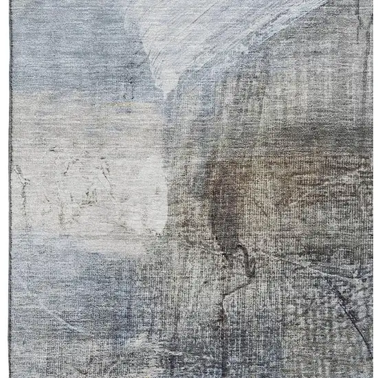 Sky Blue And Gray Abstract Washable Area Rug With UV Protection Photo 4