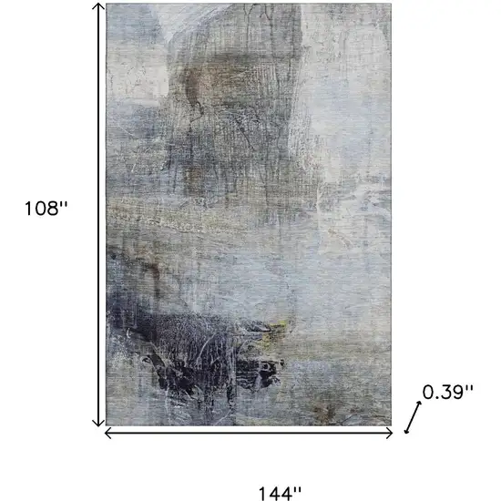 Sky Blue And Gray Abstract Washable Area Rug With UV Protection Photo 9
