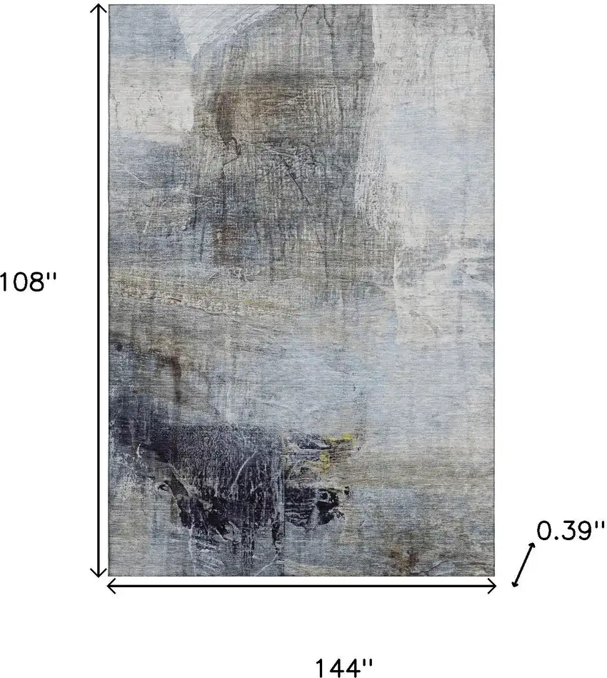 Sky Blue And Gray Abstract Washable Area Rug With UV Protection Photo 9