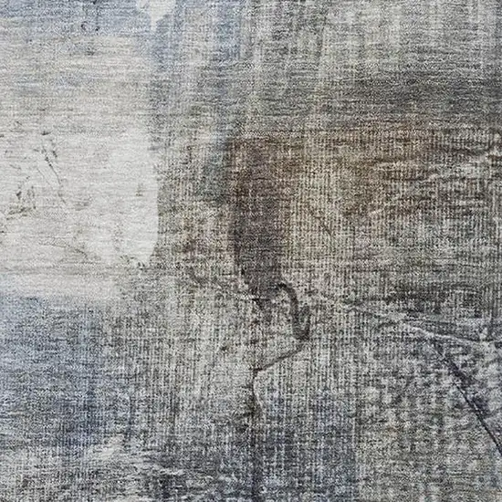 Sky Blue And Gray Abstract Washable Area Rug With UV Protection Photo 3