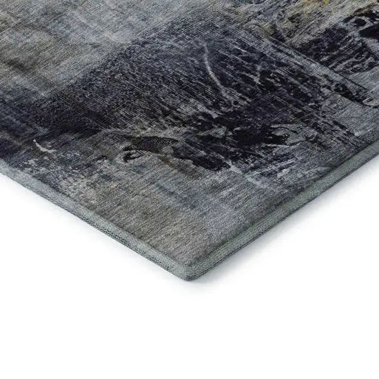 Sky Blue And Gray Abstract Washable Area Rug With UV Protection Photo 7