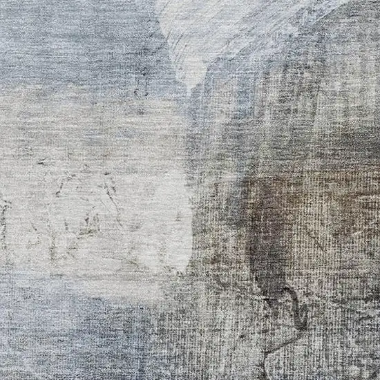 Sky Blue And Gray Abstract Washable Area Rug With UV Protection Photo 3