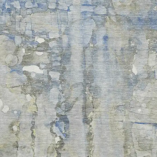 Sky Blue And Gray Abstract Washable Area Rug With UV Protection Photo 3