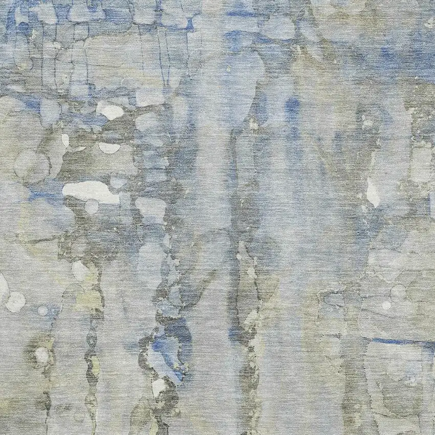 Sky Blue And Gray Abstract Washable Area Rug With UV Protection Photo 3