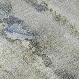 Photo of Sky Blue And Gray Abstract Washable Area Rug With UV Protection
