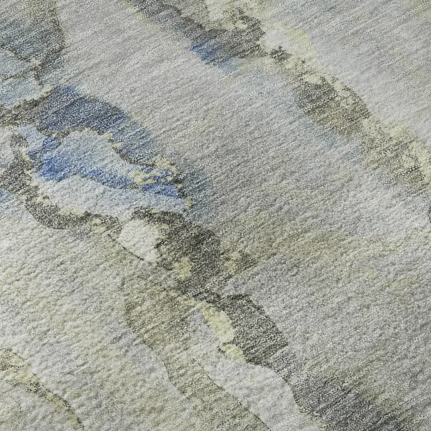 Sky Blue And Gray Abstract Washable Area Rug With UV Protection Photo 8