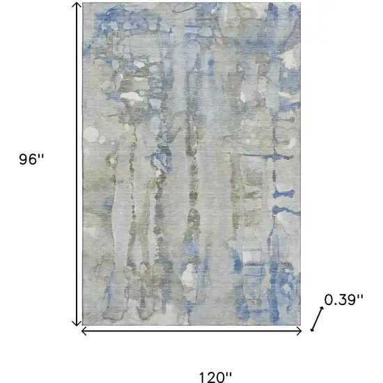 Sky Blue And Gray Abstract Washable Area Rug With UV Protection Photo 9