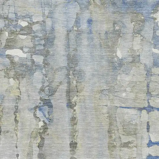 Sky Blue And Gray Abstract Washable Area Rug With UV Protection Photo 3