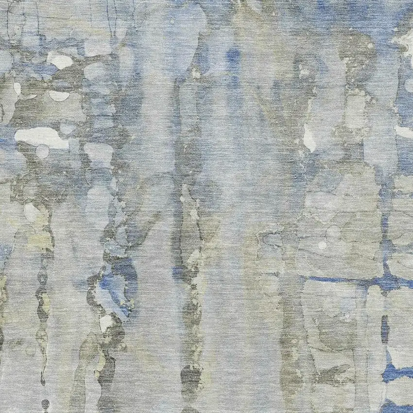 Sky Blue And Gray Abstract Washable Area Rug With UV Protection Photo 3