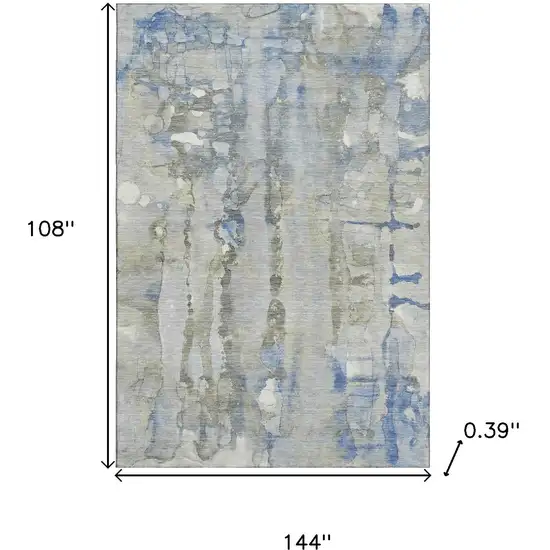 Sky Blue And Gray Abstract Washable Area Rug With UV Protection Photo 9