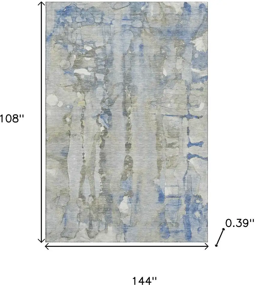 Sky Blue And Gray Abstract Washable Area Rug With UV Protection Photo 9