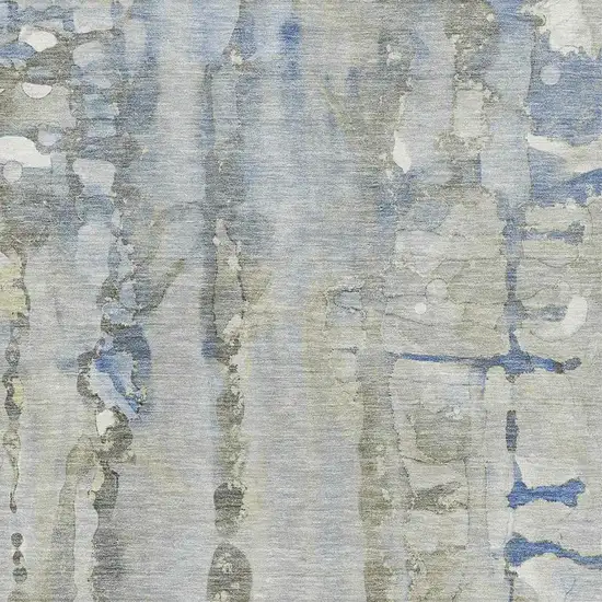 Sky Blue And Gray Abstract Washable Area Rug With UV Protection Photo 3