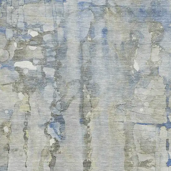 Sky Blue And Gray Abstract Washable Area Rug With UV Protection Photo 3