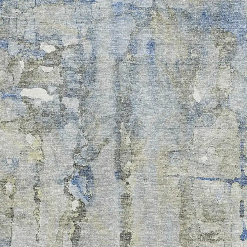 Sky Blue And Gray Abstract Washable Area Rug With UV Protection Photo 3