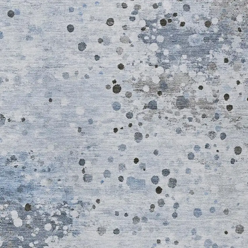 Sky Blue And Gray Abstract Washable Indoor Outdoor Area Rug Photo 4