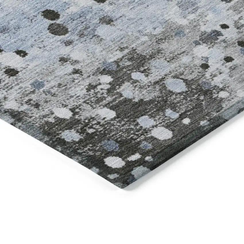 Sky Blue And Gray Abstract Washable Indoor Outdoor Area Rug Photo 9