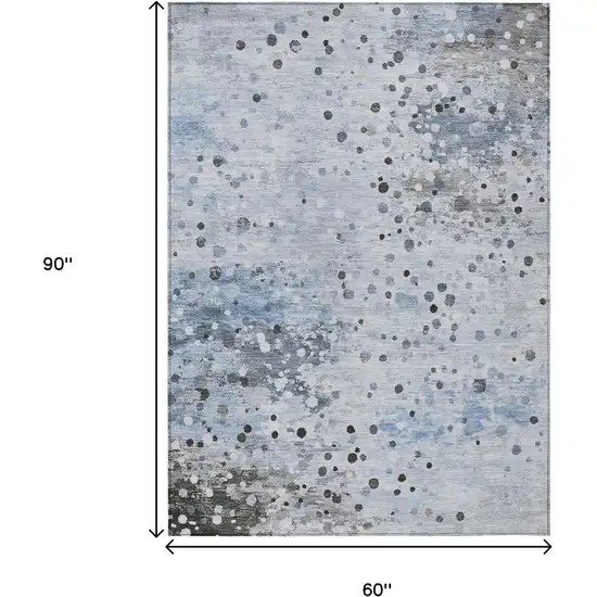 Sky Blue And Gray Abstract Washable Indoor Outdoor Area Rug Photo 9