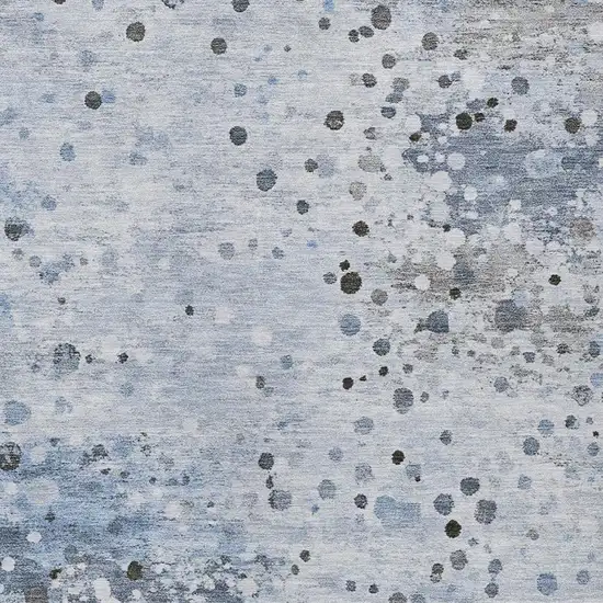 Sky Blue And Gray Abstract Washable Indoor Outdoor Area Rug Photo 7