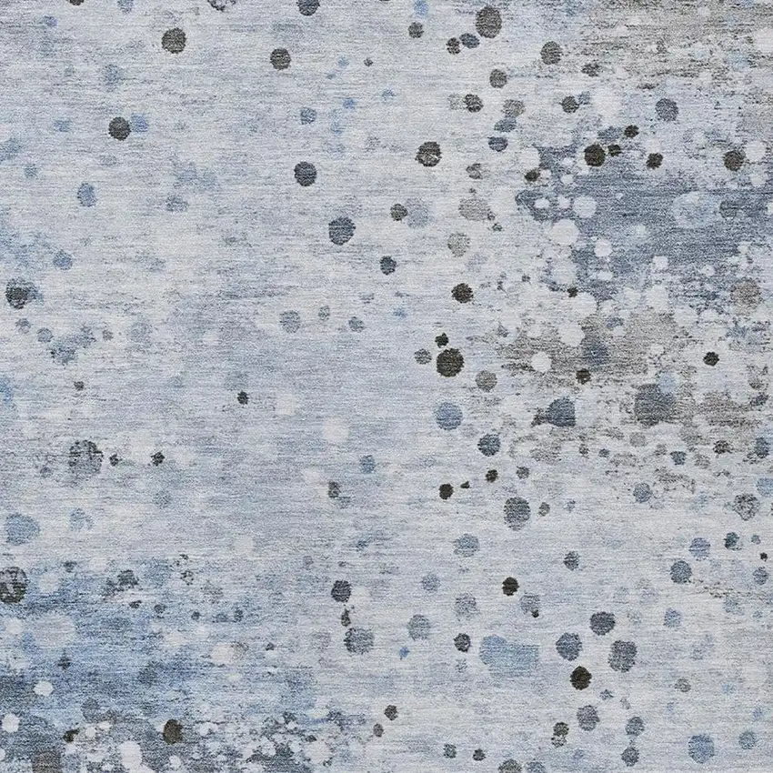 Sky Blue And Gray Abstract Washable Indoor Outdoor Area Rug Photo 7