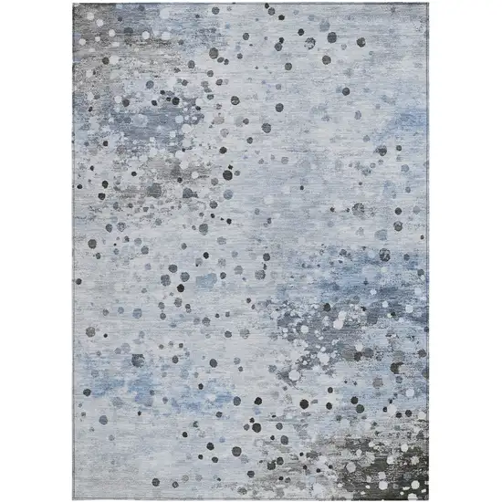 Sky Blue And Gray Abstract Washable Indoor Outdoor Area Rug Photo 4