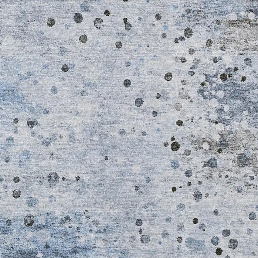 Sky Blue And Gray Abstract Washable Indoor Outdoor Area Rug Photo 8