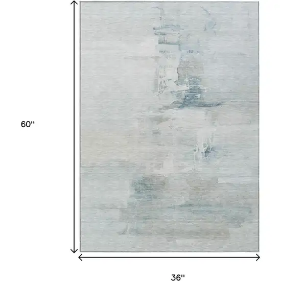 Sky Blue And Gray Abstract Washable Indoor Outdoor Area Rug Photo 9