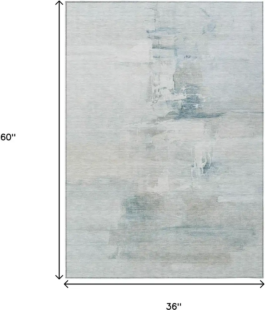 Sky Blue And Gray Abstract Washable Indoor Outdoor Area Rug Photo 9