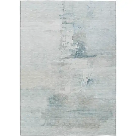 Sky Blue And Gray Abstract Washable Indoor Outdoor Area Rug Photo 8